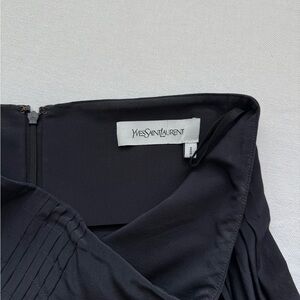 Yves Saint Laurent Black Midi A-Line Skirt